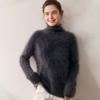 Women's 100% Pure Cashmere High Neck Sweater - Autumn/Winter Loose Knit, Warm Brushed Long Sleeve Design
