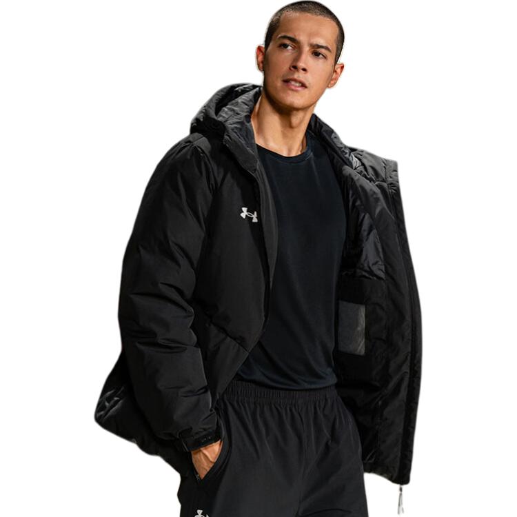 Under Armour Short Hooded Thickened Warm Outdoor Jacket Men Outerwear Black 23600801-001