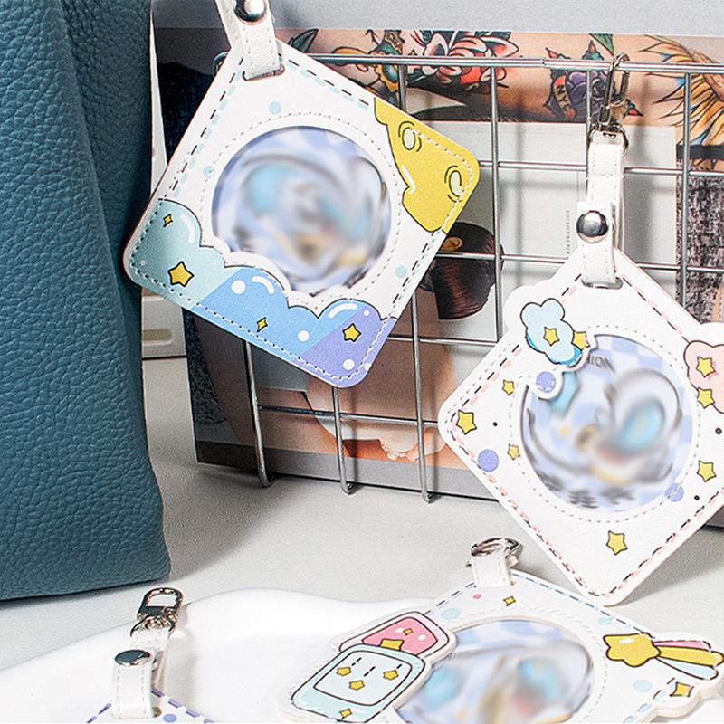 Round Badge Protective Case with Transparent Window Waterproof Hangable Portable Display Bag for Fan Supplies Gift Multi-color