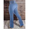 2026 New High-Waisted Slim-Fit Stretchy Button-Front Women's Flared Denim Pants
