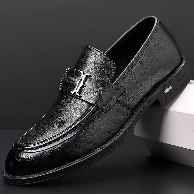 

Spring new men s casual leather shoes genuine leather cowhide business dress men s foot cover non-slip men s shoes single shoes shoes 38