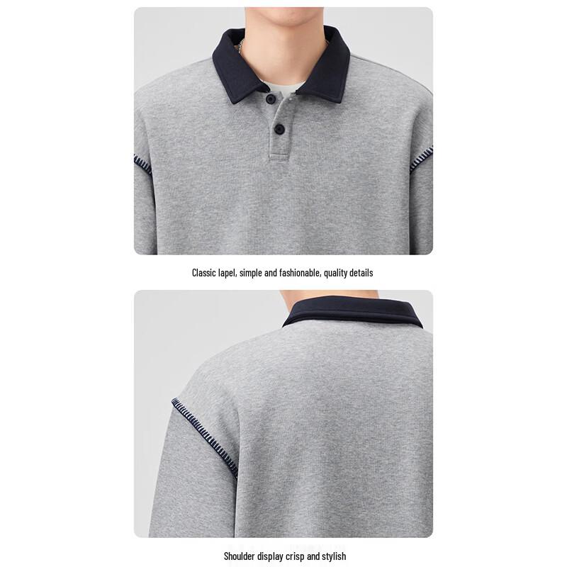 Mao Ren Men's Casual Long Sleeve Polo Shirt