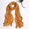 Women Scarf Solid Color Long Wide Crumple Thin Decorative Soft Perspective Wrinkled Scarf Clothes Accessory