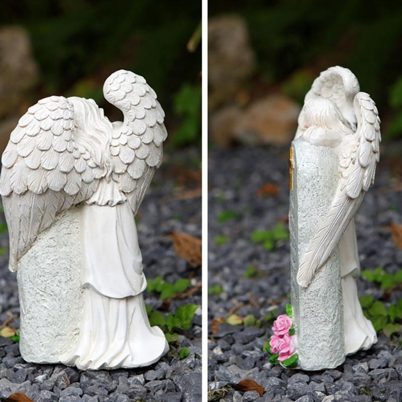 Handcrafted Religious Link Monument Cemetery Ornament Detailed Angel Figure Underweight Resin Sculpture For Gardens