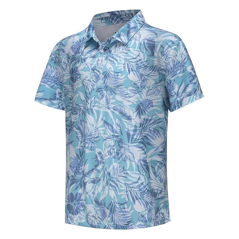 Fashionable Men's Short Sleeved Button Up 3D Digital Printed Pattern Polo Shirt Casual and Comfortable