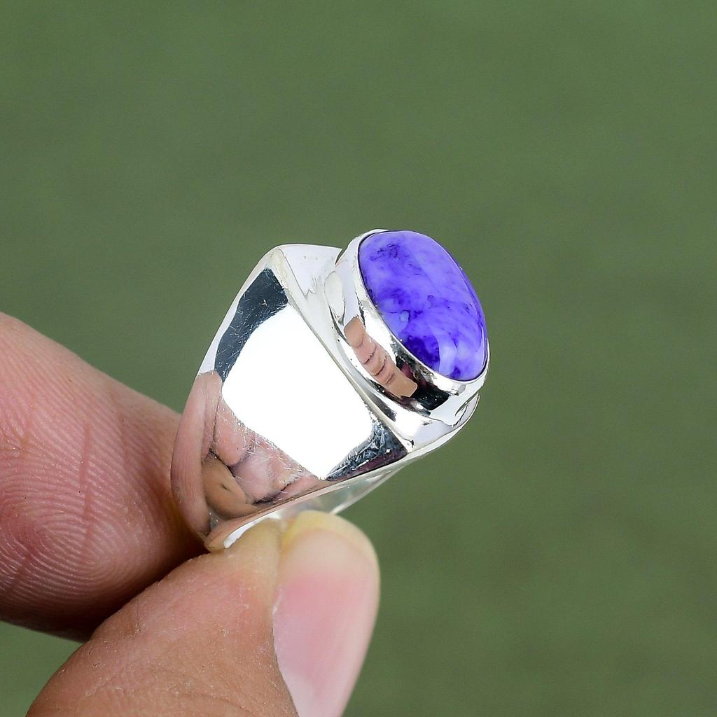 Charoite Ring 925 Sterling Silver Ring Unique Jewelry Top Quality Gemstone Ring Handmade Designer Jewelry Dainty Ring Available In Ring Size