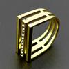 Minimalist Multi-Layer Rhinestones D-Shaped Ring For Women Men Stainless Steel Gold Color Finger Ring Statement Jewelry Gift
