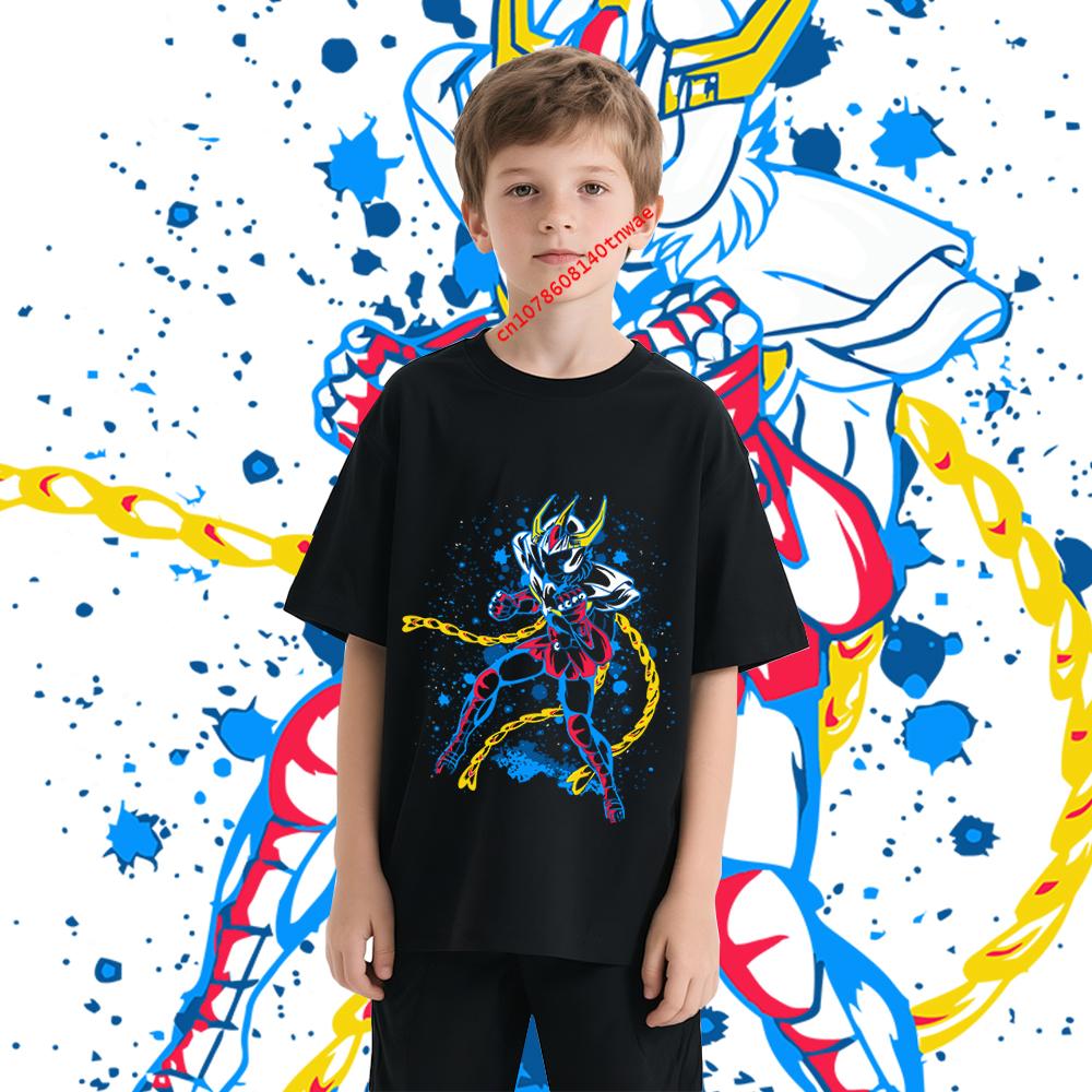 Saint Seiya Ikki Anime Printed Cotton T Shirt for Boys and Girls Kids Cartoon Graphic Tee Comfortable Casual Short Sleeve Top