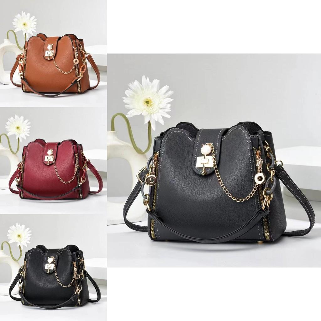 Elegant High-end Women's Pu Leather Bucket Bag Stylish Shoulder Crossbody Handbag In Versatile Colors For Daily Use