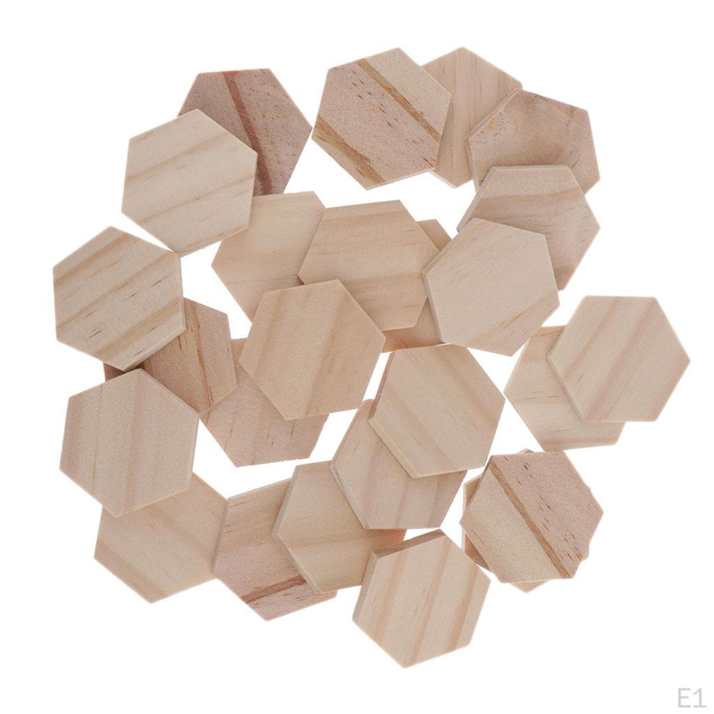 Unvollendete 38-mm-Holzausschnitte mit Sechseckspänen für Kunst- und Handwerksprojekte, Brettspielteile und Ornamente