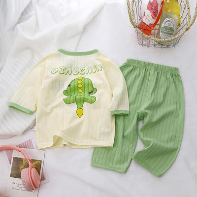 Children Cotton Pajama Set Two Piece Sleepwear Soft Breathable Long Sleeve Top and Elastic Waist Pants for Toddler and Baby