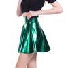 Women's Nightclub Stage Solid Color Performance Dress PU Pleated Skirt