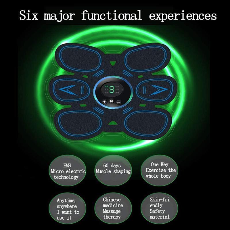 EMS Stimulátor břišních svalů Chytrý svalový trenažér Abs Elektrická fitness masážní nálepka Dobíjecí přes USB Masáž pro zeštíhlení těla