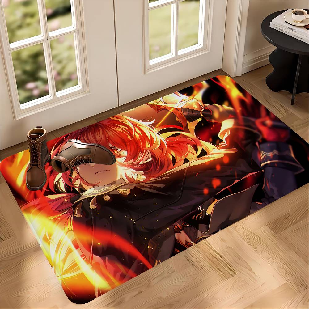 

Genshin Impact Diluc Room Mats Anti-slip Absorb Water Long Strip Cushion Bedroon Mat Household Carpets 40x60cm