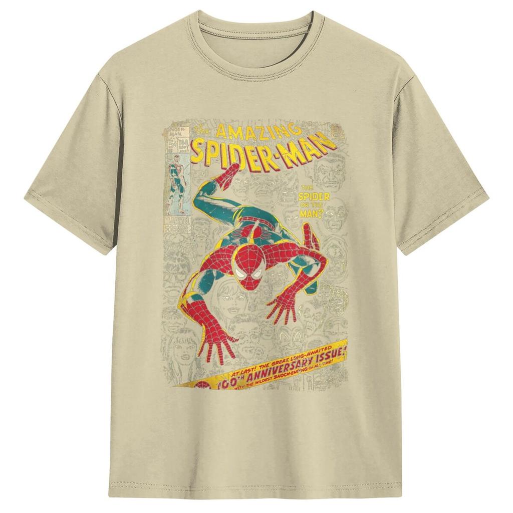 Genuine = Spider-Man Comic Book Anniversary T-Shirt Cotton Jacket Short Sleeve O-Neck T-Shirt Plus SizeJacket