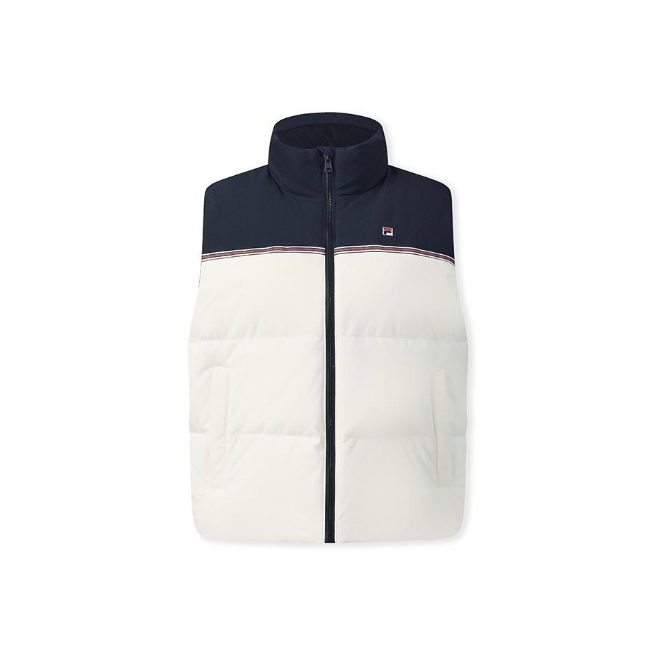 FILA Heritage Minimalist Stylish Versatile Duck Down Lightweight Warm Padded Color Block Splicing Stand Collar Down Vest Women vest F11W548906FIV