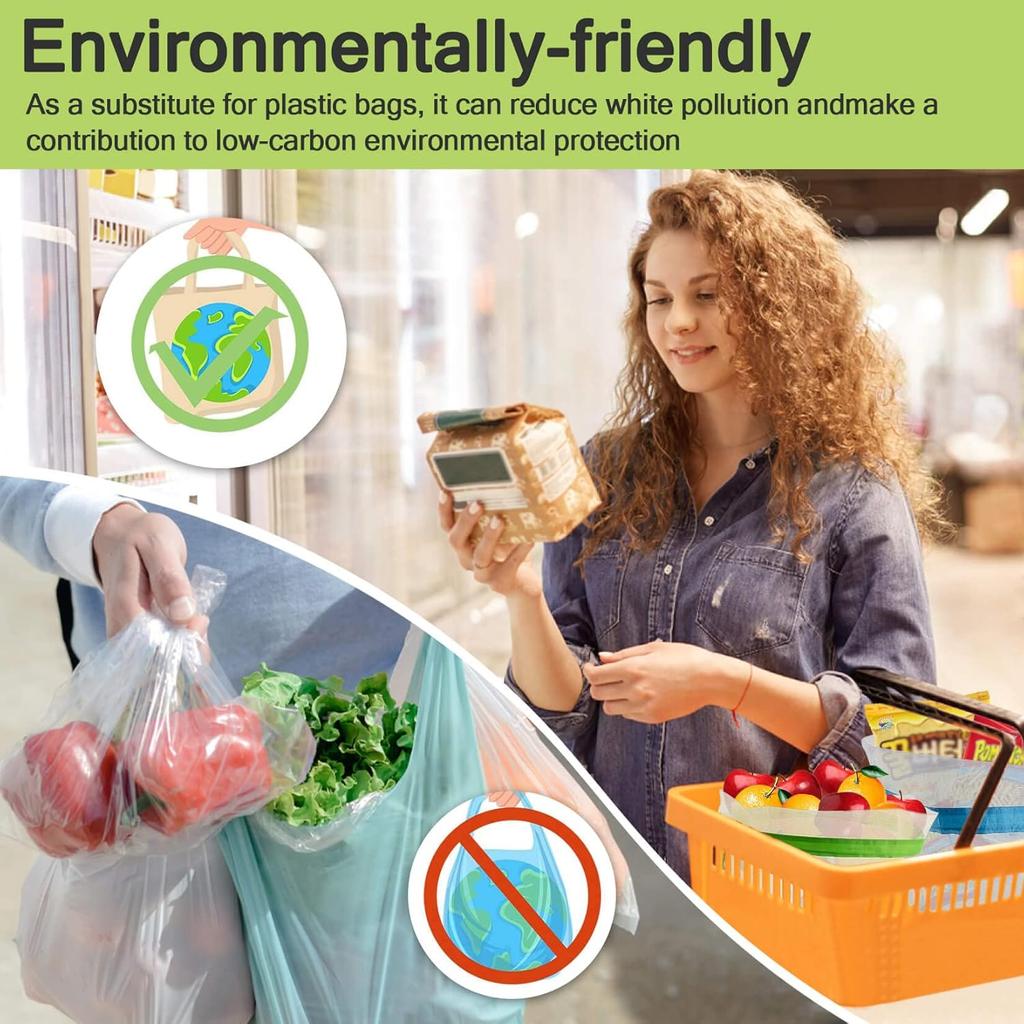 MAQIHAN 12PCS Reble Produce Bags - Mesh Produce Bags Drawstring Reble Washable Vegetable Storage Bags Refrigerator Keep Fresh Grocery Food Fruits