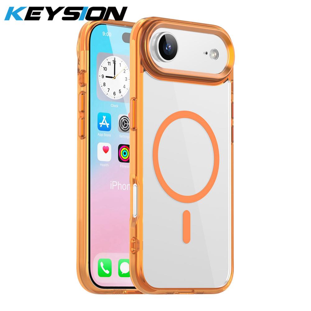 

KEYSION Shockproof Transparent Case for MagSafe for iPhone 17 17 Air Soft TPU+PC Magnetic Wireless Charging Phone HD Clear Cover for iPhone 17 Air оранжевый