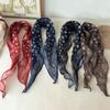 Vintage Paisley Chiffon Hair Scarf Floral Kerchief Hairband Soft Sheer Triangular Head Wrapping For Beach Vacation