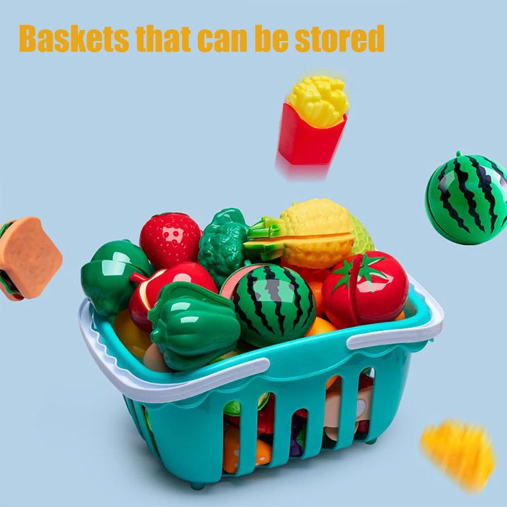 Non-Toxic Educational Toy Plastic Kitchen Toy Set Cut Fruit Vegetable Pizza Food Play House Simulation Toys Pretend Play Kids Toys Gifts