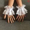 1 pair Lolita Hand Sleeve Wrist Cuffs Ruffled Floral Black Lace Elastic Bracelet Elegant Ladies Short Lace Gloves Halloween