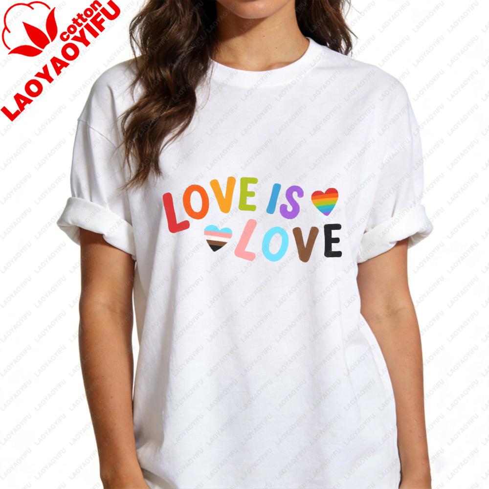 Inclusive Love Is Love Shirt Clean Cheerful Aesthetic Unisex Tshirt Lgbtq Pride Clothing Pride Month Unisex Casual Cotton TShirt