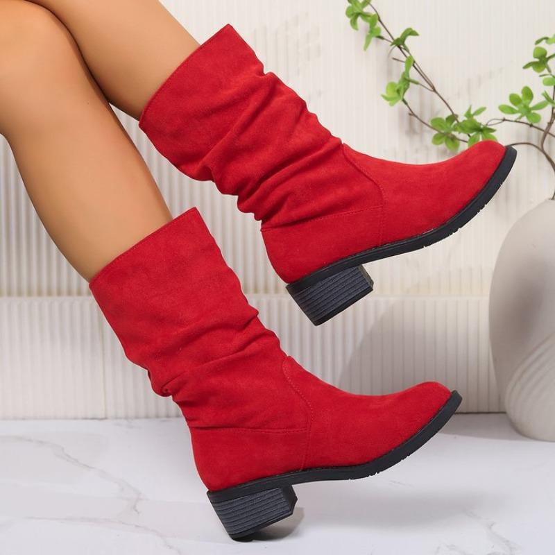Large Size Suede Fashion Stacking Boots Autumn and Winter New Medium Tube But Knee and Women's Boots