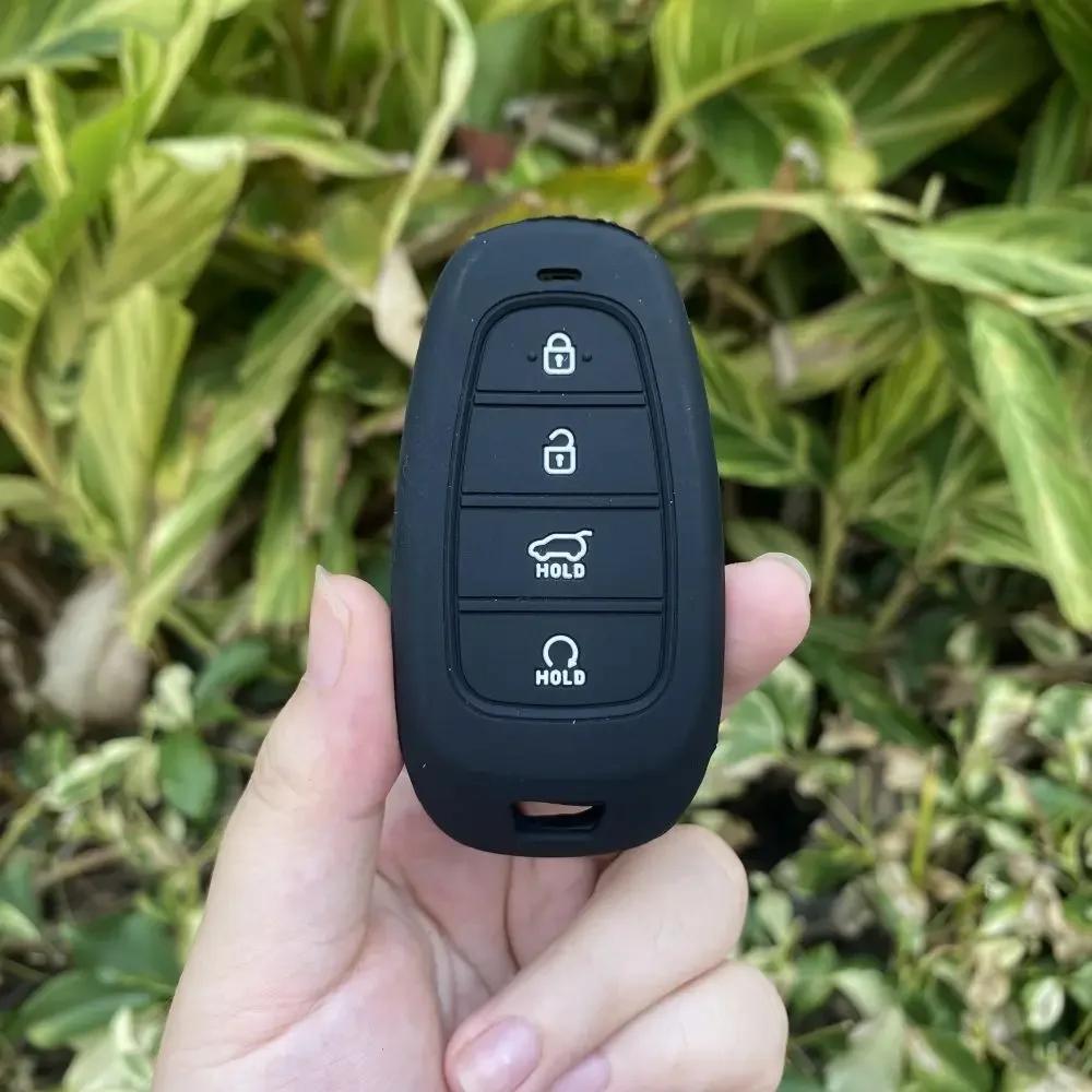 4 Buttons Silicone Car Fob Key Case Cover Skin Protector Shell Rubber Bag Holder for Hyundai Nexo Sonata Keychain Accessories