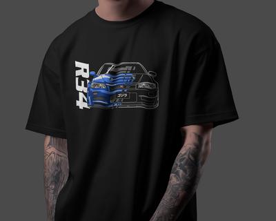 T-shirt Fan Art R34 GTR 100% Cotone Skyline JDM Auto da Drift Grafica Maglietta Unisex