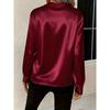 New Spring and Autumn Loose V-neck Office Womens Blouse Simple Long Sleeved Shirt Fashion Casual Solid Color Elegant Clothing