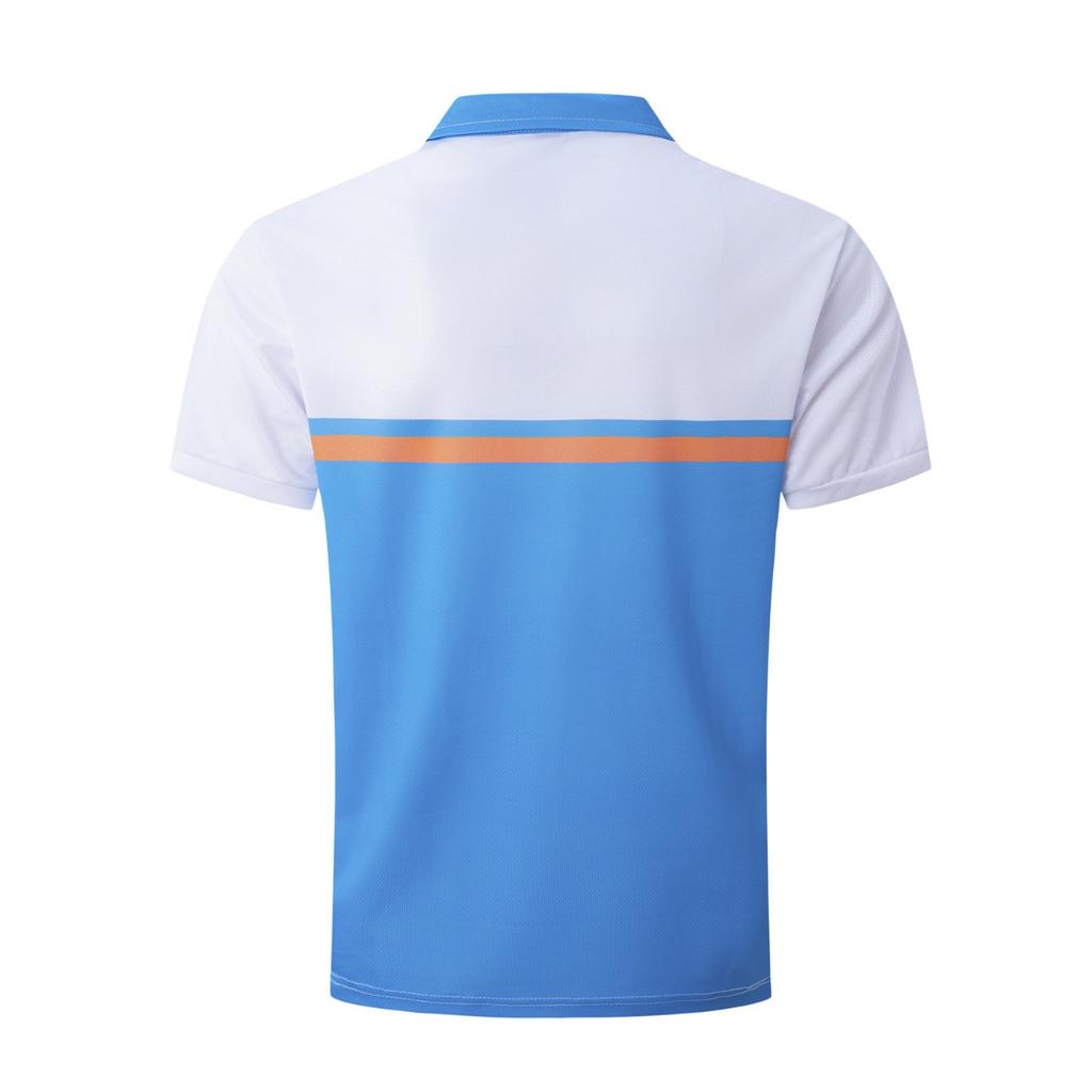 Colour Block Printed Short Sleeve Top Men's Daily Casual Lapel Polo Shirt