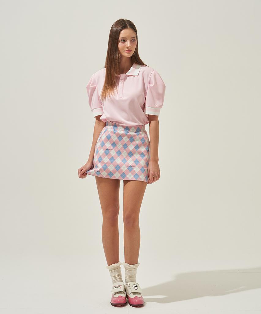 Candini Pink (Sky Blue) Argyle Mini Skirt