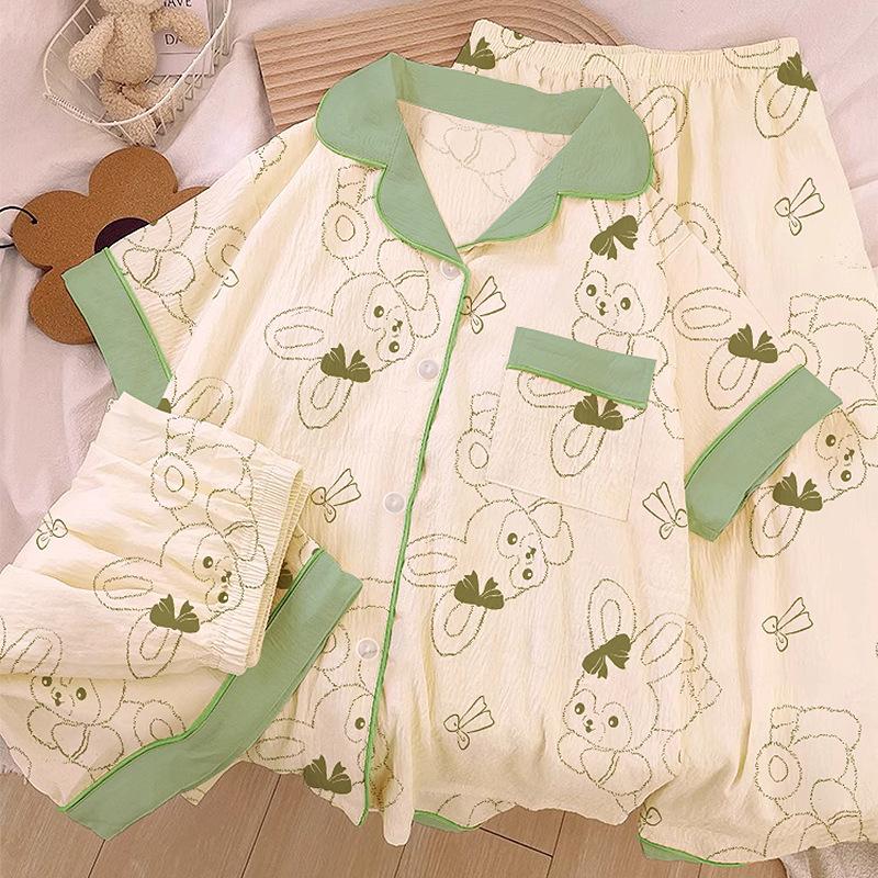 

Домашняя одежда Облачный хлопок Весенне-летняя пижама Женская с коротким рукавом и брюками Мультяшный щенок Девочка Комплект из трех предметов M