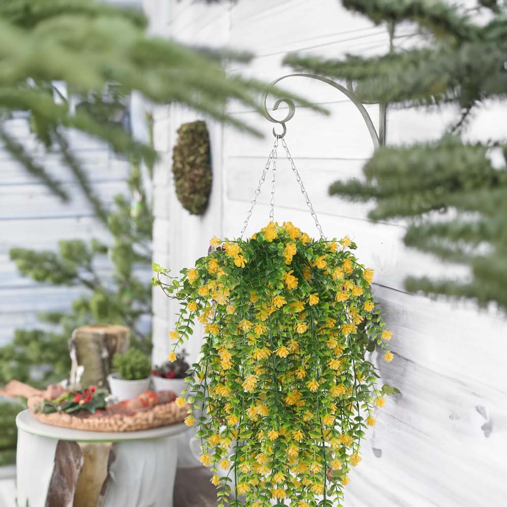 2Pcs Artificial Hanging Flowers,UV-Resistant Fake Hanging Plants Flower Bouquet Hanging Vine Plants Drooping Plants