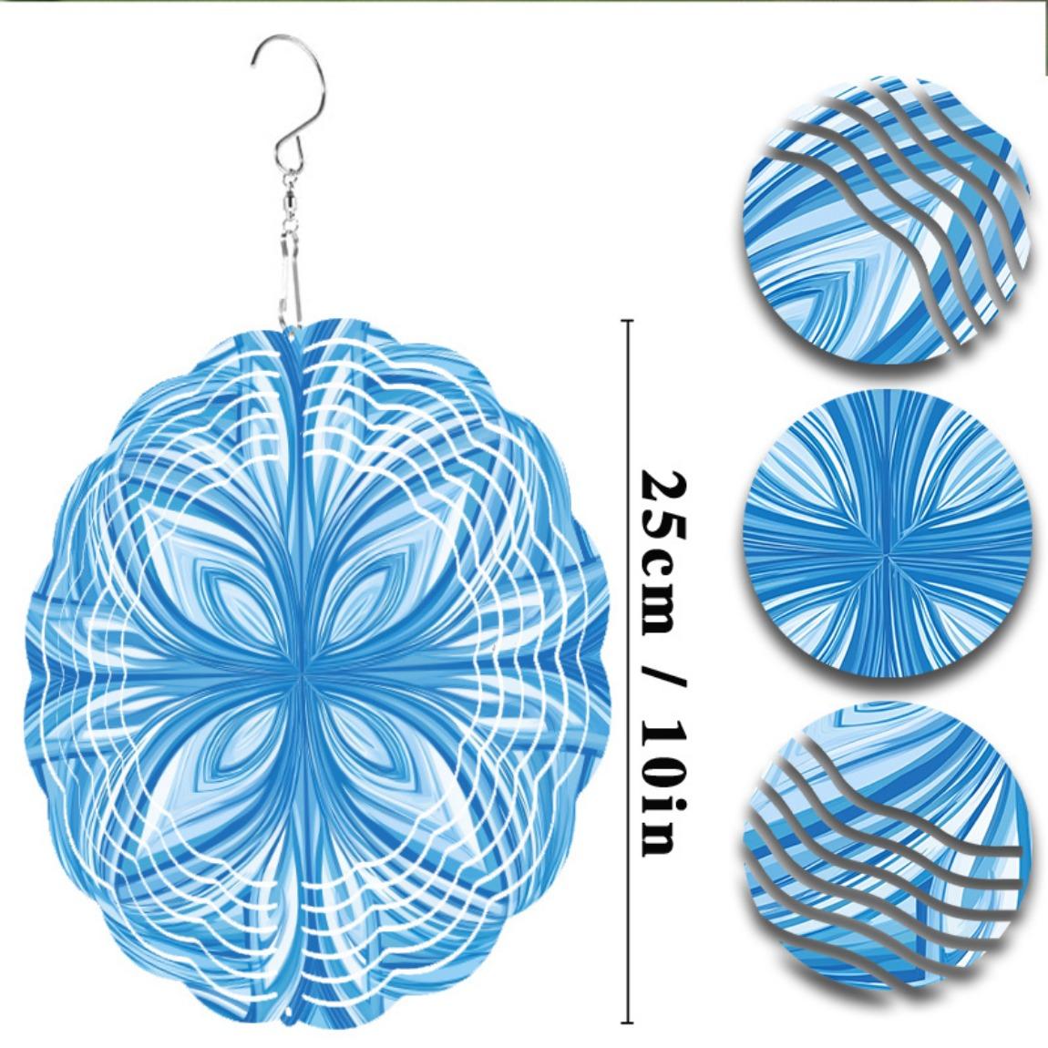 

Blue and White Metal Wind Spinner 10 Inch for Garden Decor Outdoor Courtyard Lawn Porch with Rotating Hook for Halloween Christmas Thanksgiving 01A