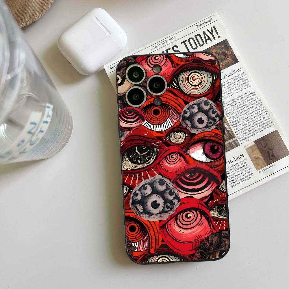 Vintage Evil Eyes Phone Case Black Silicone Soft Shell For IPhone 17 16 15 14 13 12 11 Air Pro Max Plus Hot Sale