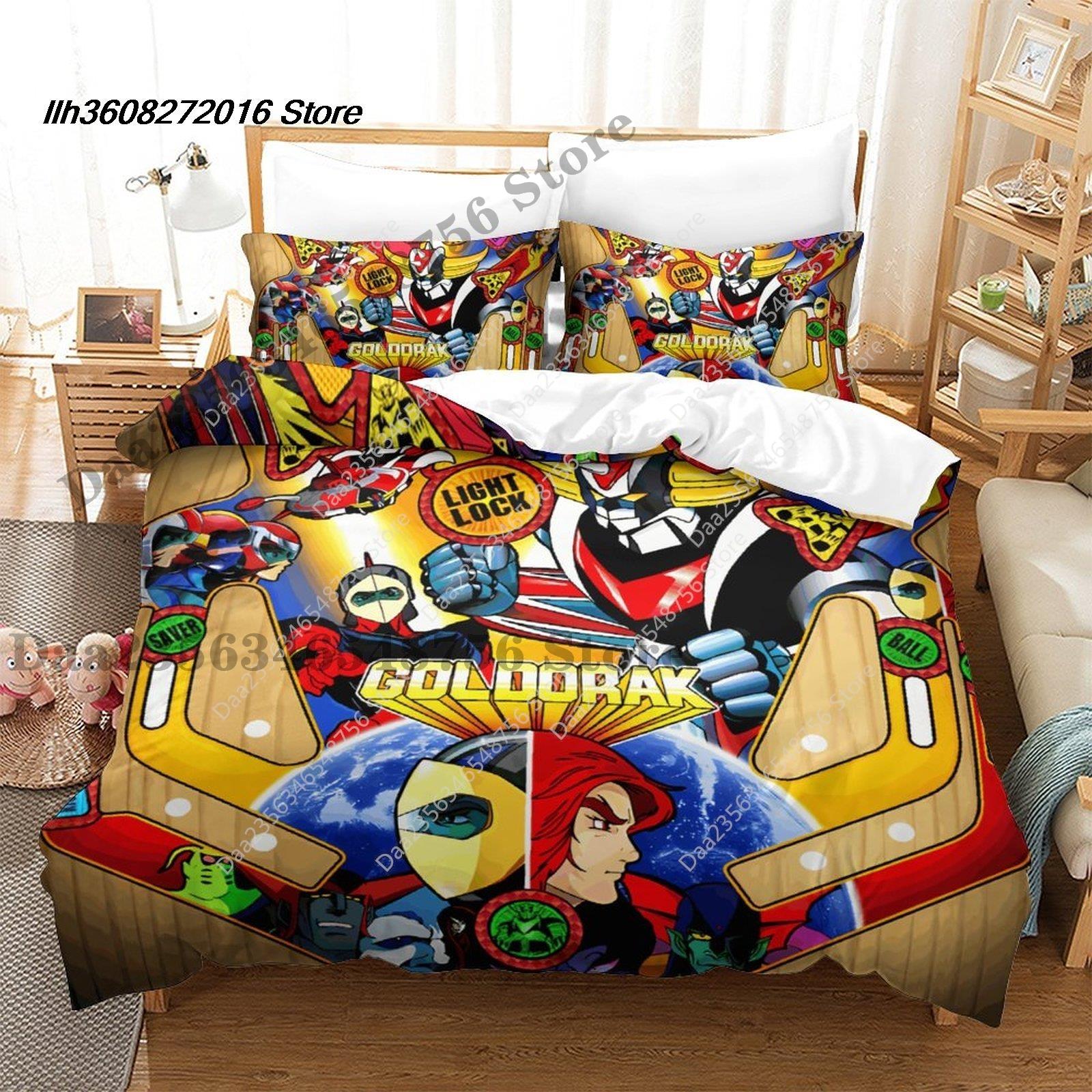 

New Children Goldorak Beding Set Single Twin Ful Quen King-Sized Dimensionsd Dimensions Bed Linen Set Aldult Kid Bedrom Duvetcover Sets 3D Anime Bed 100*200cm Single
