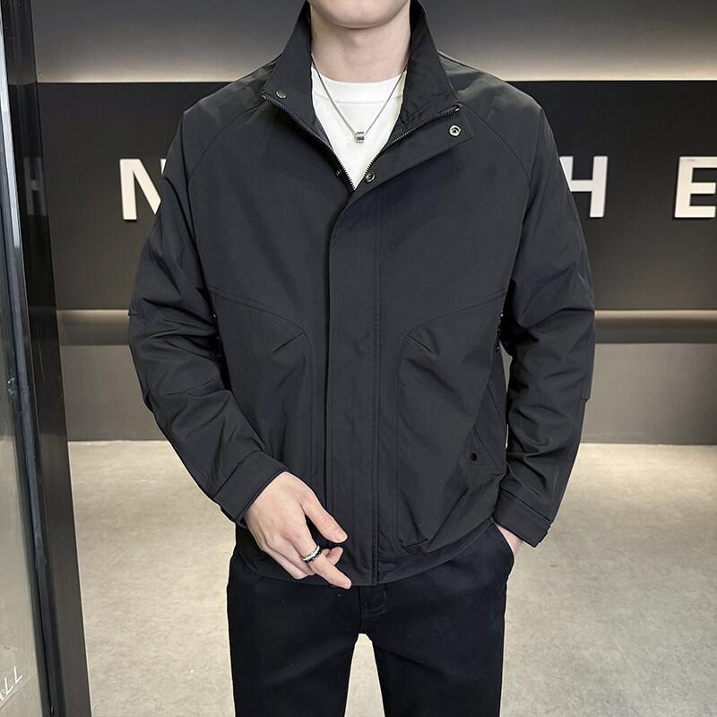 Men'S Stand-Up Collar Jacket Spring New Casual Basic Fashion Versatile Tooling Jacket Fashion Handsome Top