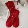 Socks Winter Festive Bow Red Thickened Warm Wool Socks Mid-Tube Socks Polka Dot Pile Socks