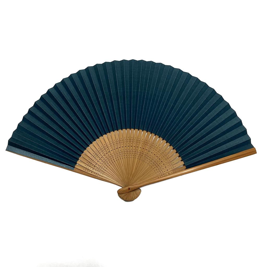 Hanakanzashi Folding Premium Paper Fan with Japanese Navy and Flowing Water Size 82 Men's Fan, 21.5cm, Pattern, Blue-Gray, Blue, Blue, Design,