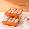 Double-Layer Transparent Egg Storage Box, 32-Grid, Stackable Kitchen Drawer Tray.