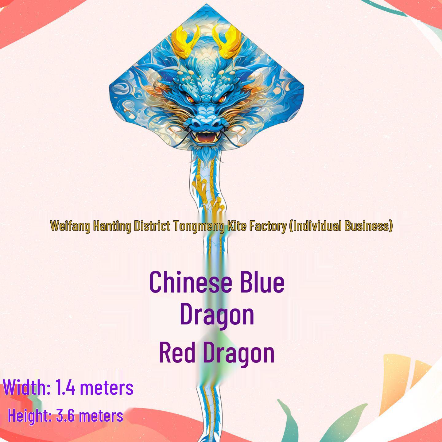 

Weifang New Giant Long-Tailed Dragon Kite - Easy-Fly Triangle Design for Kids and Adults Kite Only (No Line)