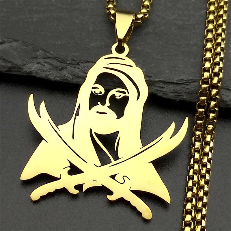 Imam Ali Sword Muslim Islam Allah God Chain Necklace For Men Women Stainless Steel Arabic Zulfiqar Gold Color Chain Jewlery