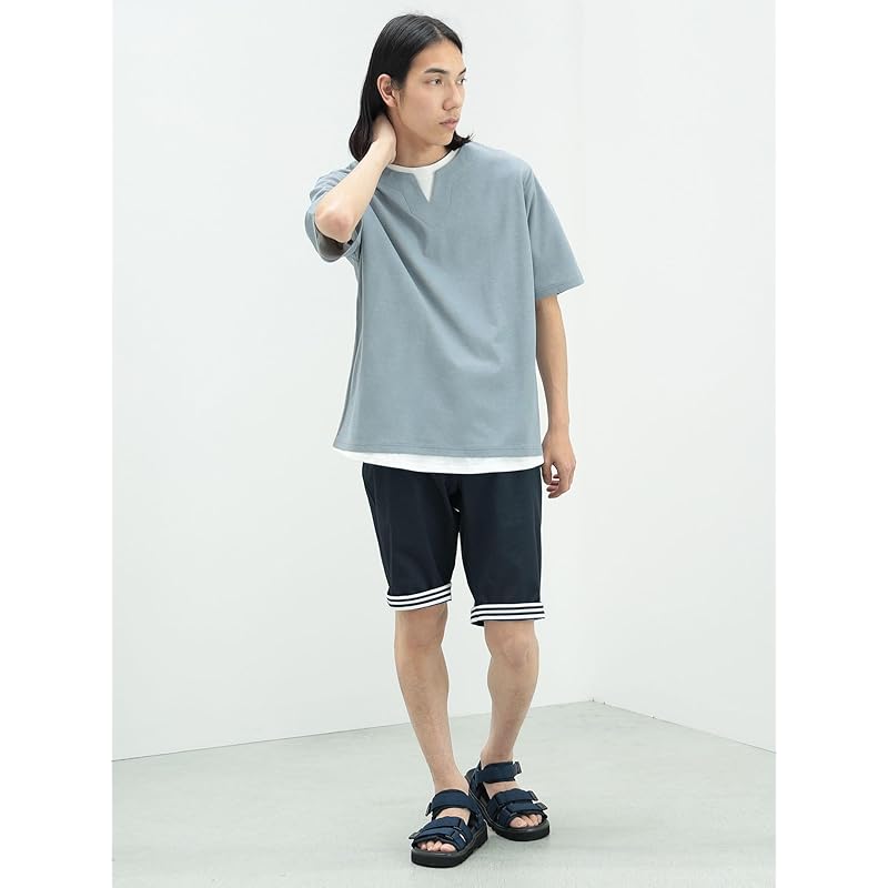 [Beams Heart] Absorbs Water and Dries Quickly, Cool To the Touch S/S TEE Slit Neck Fake Layer T-shirt Men's SMOKE_BLUE M 42040331286