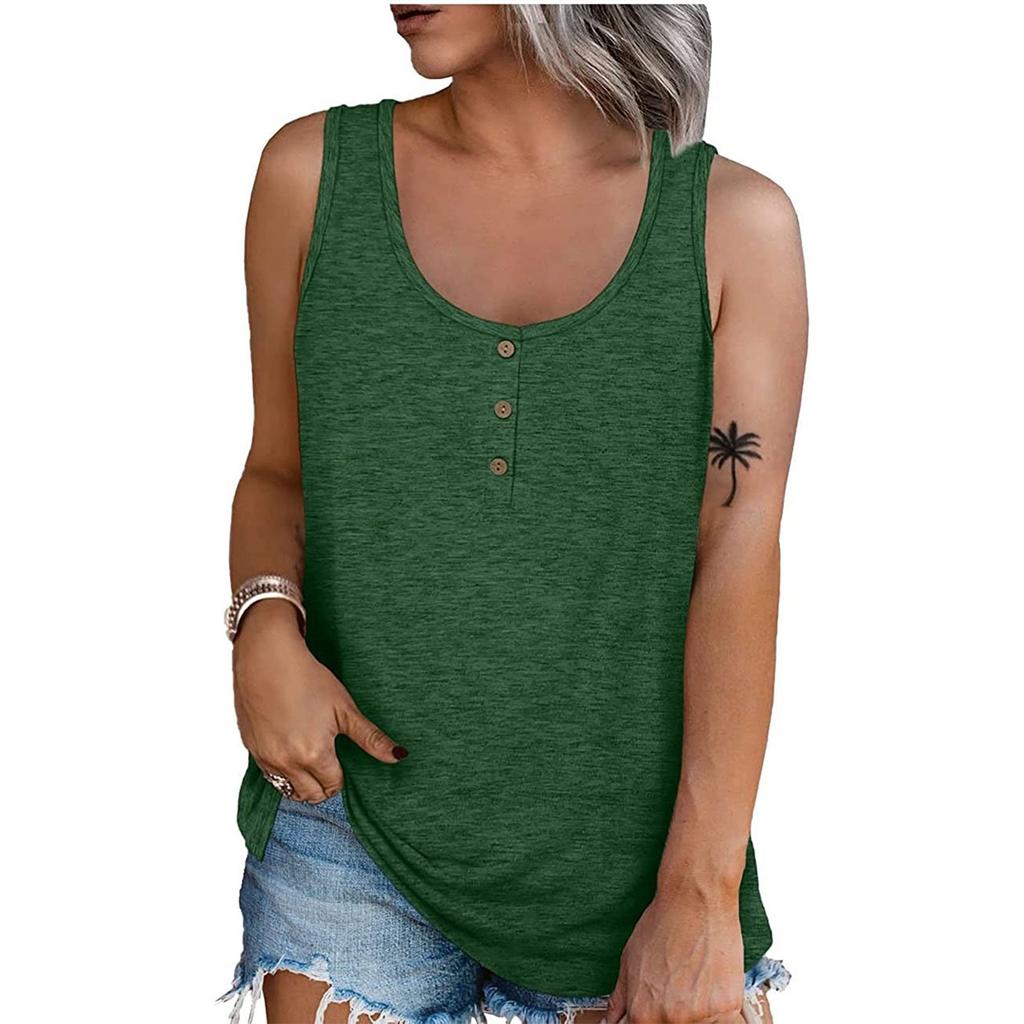 Women Summer 2022 Sleeveless Casual Solid Color O-Neck T-Shirt Tops Blouse