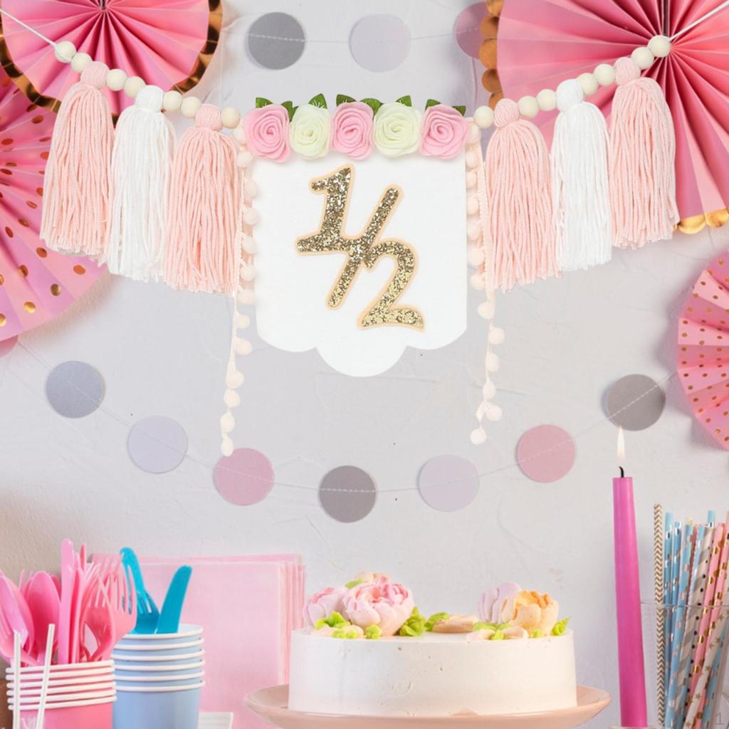 1/2 Birthday High Chair Banner Backdrop Decor Party for Celebration