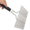 Portable Outdoor BBQ Grill Tongs with Wooden Handle - Anti-Scald Detachable Grill Net for Fish and Vegetables