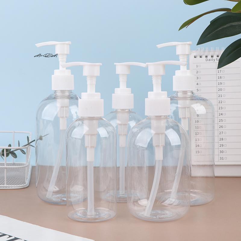 Portable 200-500ml Empty Pump Dispenser Cylinder Bottles for Liquid Soap Shampoo Lotion Durable Refillable Containers