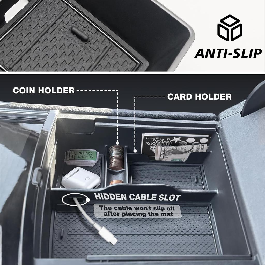Muslogy Center Console Organizer Compatible With 2024 2025 GMC Acadia & Chevy Traverse & 2025 Buick Enclave Accessories Middle Console Storage Box
