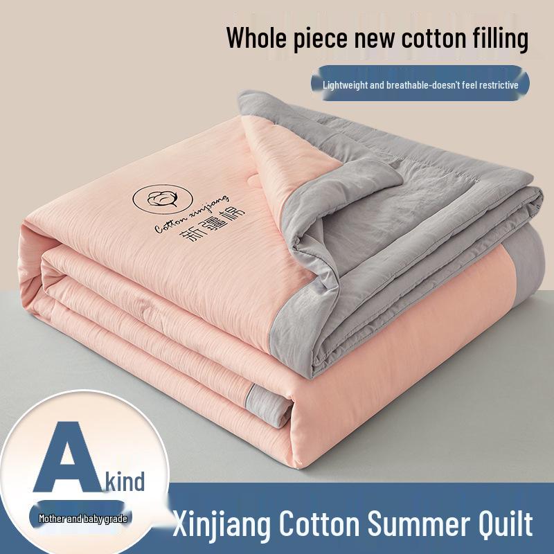 Class A Lightweight Breathable Xinjiang Cotton Quilt for Summer - Suitable for Double or Single Person, Machine Washable, Mother-Baby Grade.